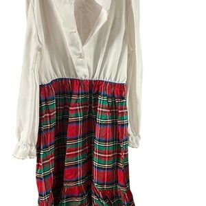 WOMENS TRUE VINTAGE TARTAN PRAIRIE STYLE DRESS‎ SIZE SMALL